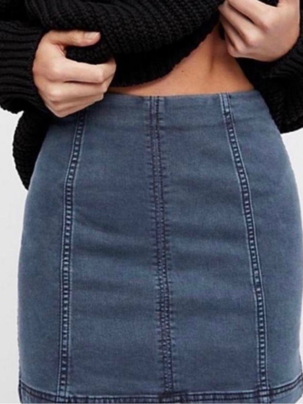 Free People Washed Blue Denim Mini Skirt